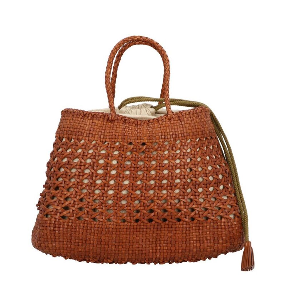 Dragon Diffusion Handwoven Terracotta Tote with Olive Drawcord